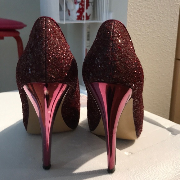 maroon sparkly heels